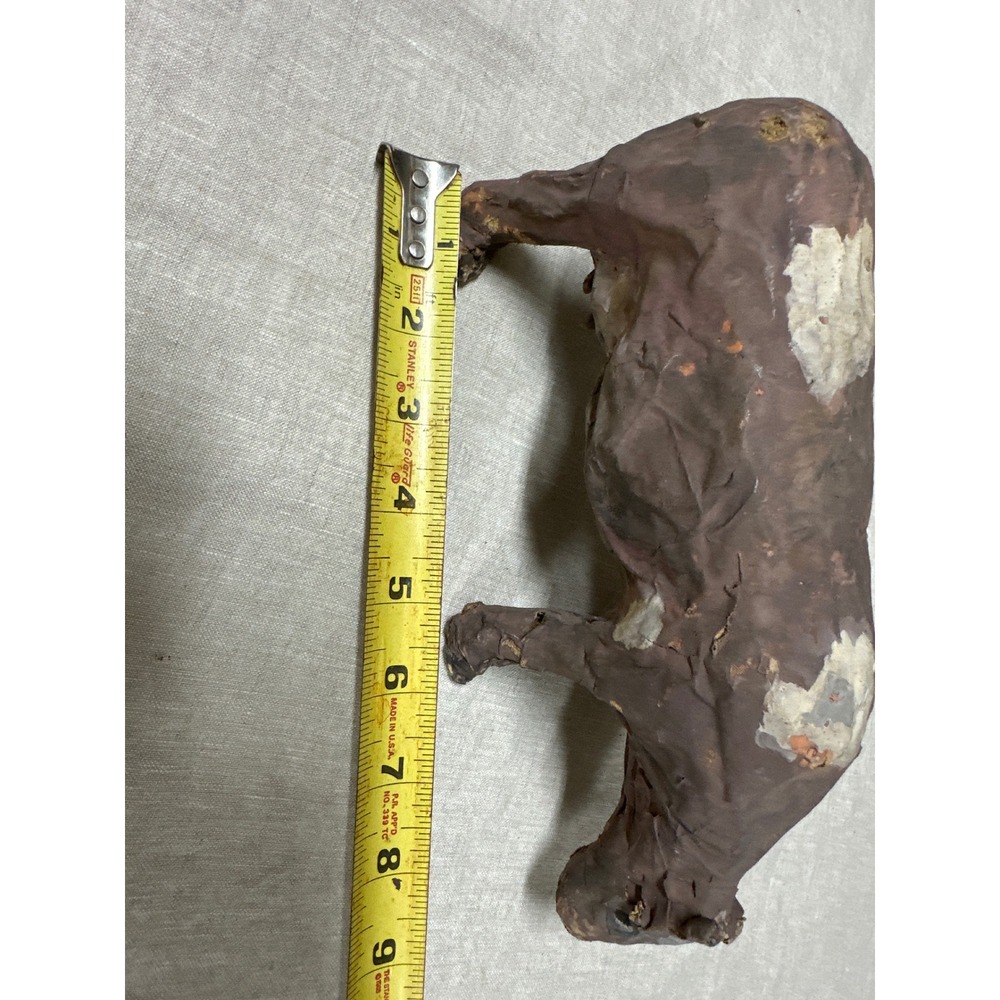 Vintage 1960s Rustic Folk Art Cow Figurine Brown Primitive Farmhouse Decor 8.5in - Picture 2 of 5